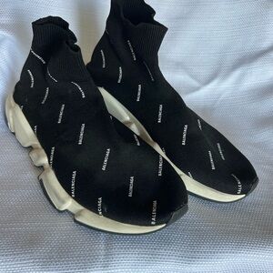 Balenciaga Black and White Sock Sneakers with Chunky Sole